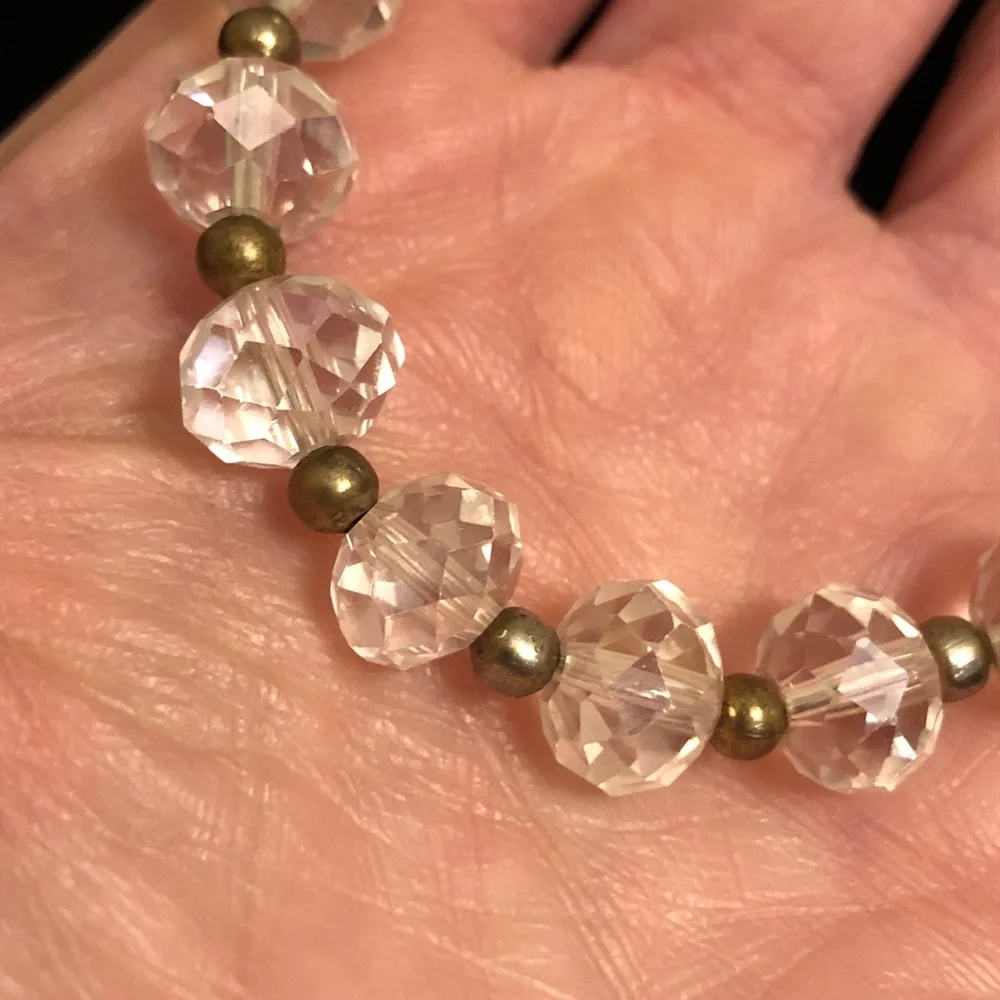 Elegant Faux Crystal and Gold Tone Beaded Bracelet Vintage Costume Jewelry